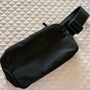Black Crossbody Sling Bag - Minimal Nylon Design